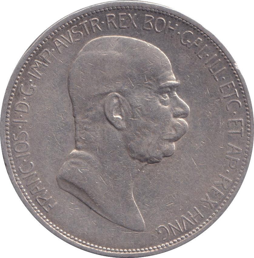 1908 SILVER 5 CORONA AUSTRIA - SILVER WORLD COINS - Cambridgeshire Coins