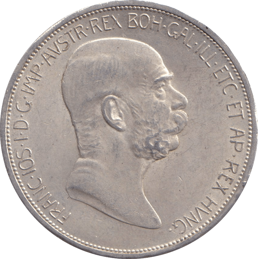 1908 SILVER 5 CORONA AUSTRIA - SILVER WORLD COINS - Cambridgeshire Coins