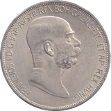 1908 SILVER 5 CORONA AUSTRIA - SILVER WORLD COINS - Cambridgeshire Coins