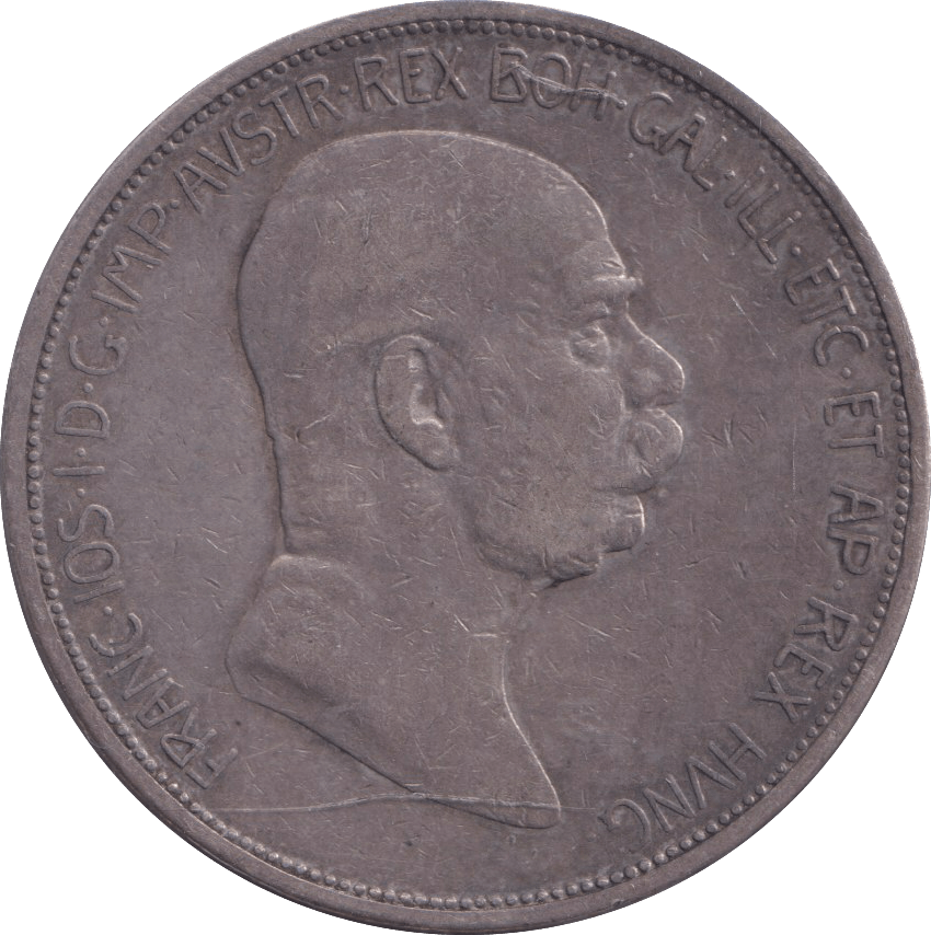 1908 SILVER 5 CORONA AUSTRIA - SILVER WORLD COINS - Cambridgeshire Coins