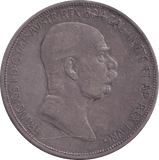 1908 SILVER 5 CORONA AUSTRIA - SILVER WORLD COINS - Cambridgeshire Coins