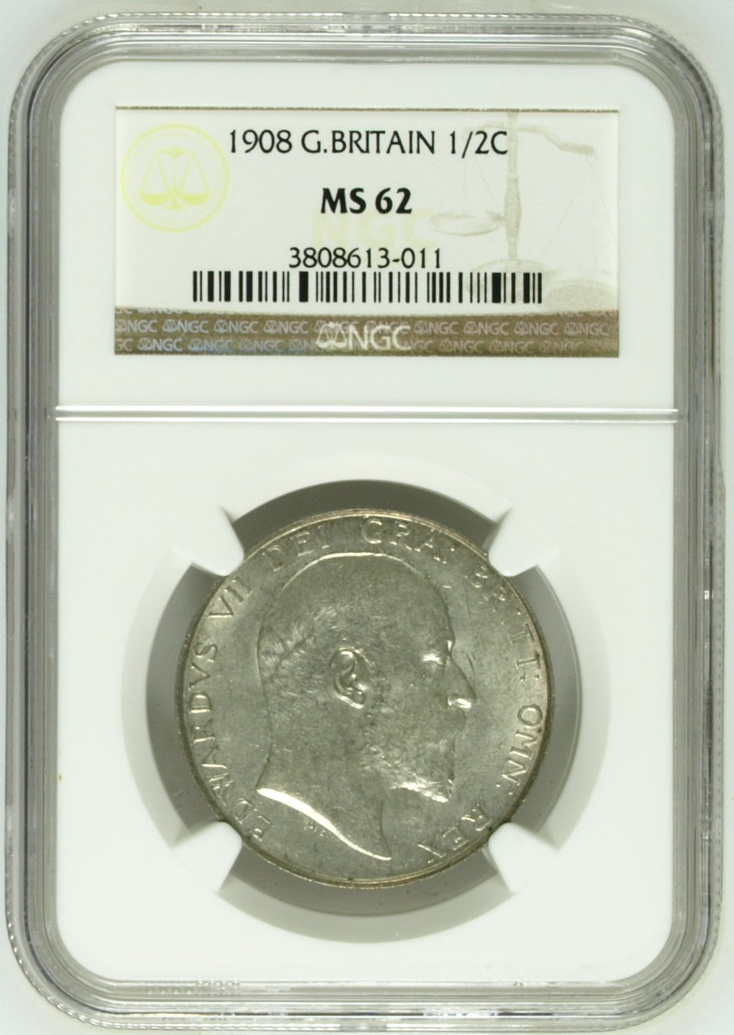 1908 SILVER HALFCROWN NGC MS 62 - NGC SILVER COINS - Cambridgeshire Coins