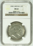 1908 SILVER HALFCROWN NGC MS 62 - NGC SILVER COINS - Cambridgeshire Coins