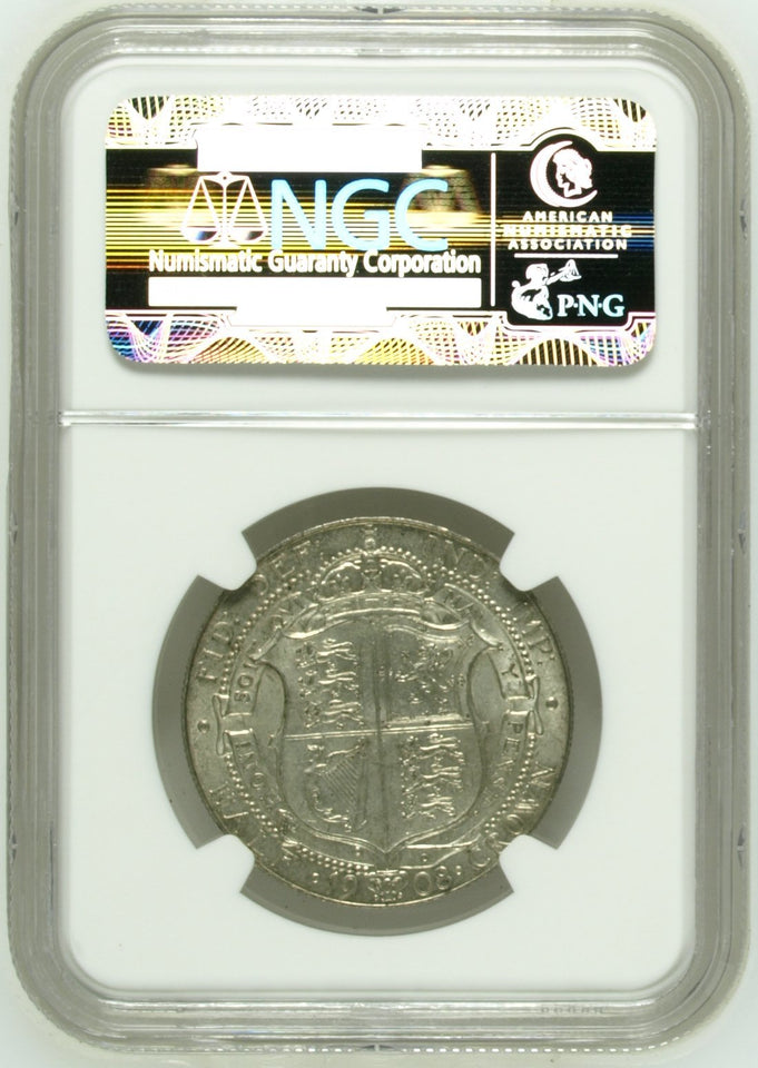 1908 SILVER HALFCROWN NGC MS 62 - NGC SILVER COINS - Cambridgeshire Coins