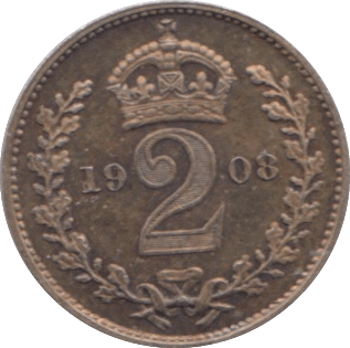 1908 SILVER MAUNDY TWOPENCE ( EF ) - MAUNDY TWOPENCE - Cambridgeshire Coins