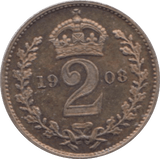 1908 SILVER MAUNDY TWOPENCE ( EF ) - MAUNDY TWOPENCE - Cambridgeshire Coins