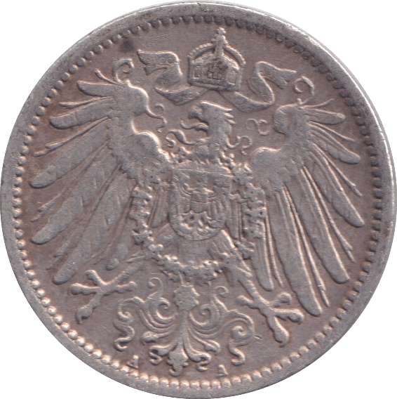 1908 SILVER ONE MARK GERMANY - SILVER WORLD COINS - Cambridgeshire Coins