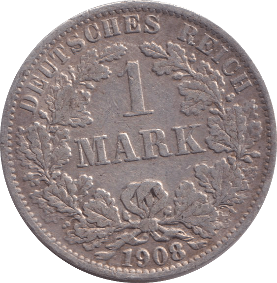 1908 SILVER ONE MARK GERMANY - SILVER WORLD COINS - Cambridgeshire Coins