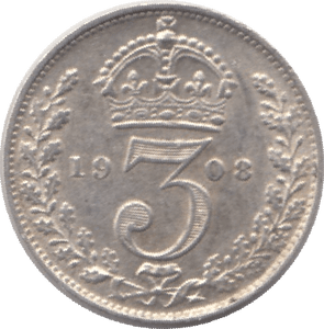 1908 SILVER THREEPENCE ( EF ) - Threepence - Cambridgeshire Coins