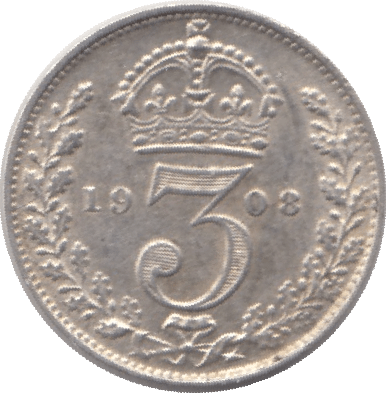 1908 SILVER THREEPENCE ( EF ) - Threepence - Cambridgeshire Coins