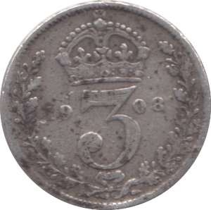 1908 SILVER THREEPENCE ( FAIR ) - Threepence - Cambridgeshire Coins