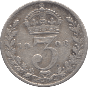 1908 SILVER THREEPENCE ( FINE ) - Threepence - Cambridgeshire Coins