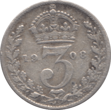 1908 SILVER THREEPENCE ( FINE ) - Threepence - Cambridgeshire Coins