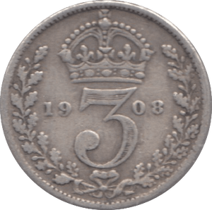1908 SILVER THREEPENCE ( FINE ) - Threepence - Cambridgeshire Coins