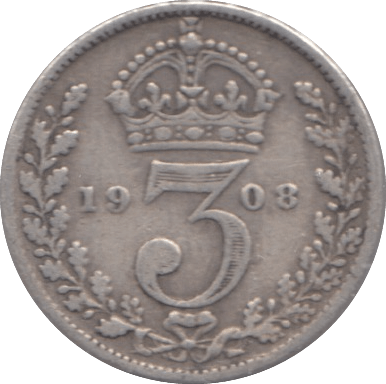 1908 SILVER THREEPENCE ( FINE ) - Threepence - Cambridgeshire Coins