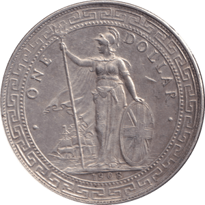 1908 SILVER TRADE DOLLAR HONG KONG - SILVER WORLD COINS - Cambridgeshire Coins