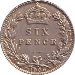 1908 SIXPENCE ( EF ) - SIXPENCE - Cambridgeshire Coins