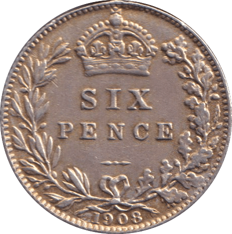 1908 SIXPENCE ( EF ) - SIXPENCE - Cambridgeshire Coins