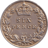 1908 SIXPENCE ( EF ) - SIXPENCE - Cambridgeshire Coins
