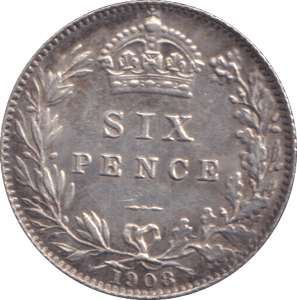 1908 SIXPENCE ( EF ) - SIXPENCE - Cambridgeshire Coins