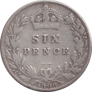 1908 SIXPENCE ( FAIR ) - SIXPENCE - Cambridgeshire Coins