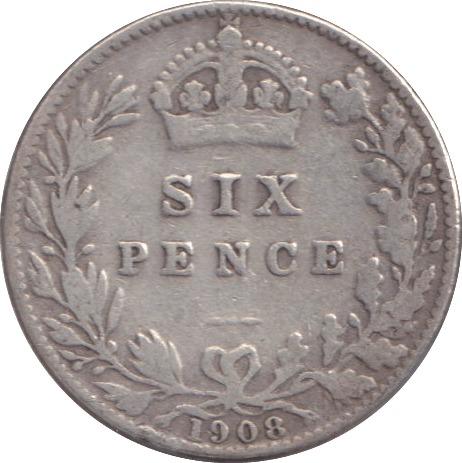 1908 SIXPENCE ( FAIR ) - SIXPENCE - Cambridgeshire Coins