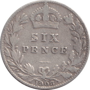 1908 SIXPENCE ( FAIR ) - SIXPENCE - Cambridgeshire Coins