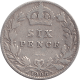 1908 SIXPENCE ( FAIR ) - SIXPENCE - Cambridgeshire Coins
