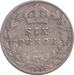 1908 SIXPENCE ( FINE ) - SIXPENCE - Cambridgeshire Coins