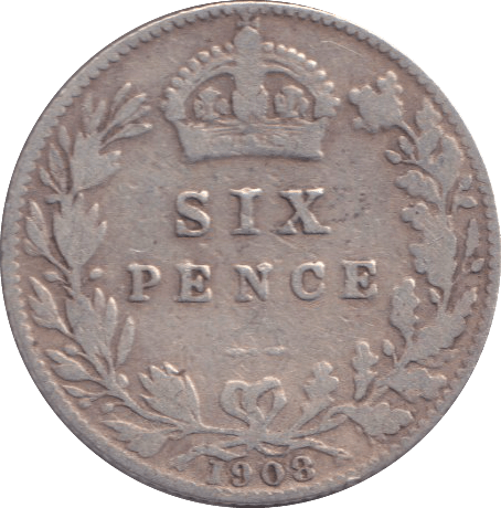 1908 SIXPENCE ( FINE ) - SIXPENCE - Cambridgeshire Coins