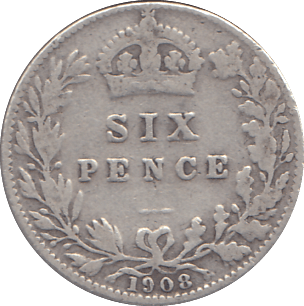 1908 SIXPENCE ( FINE ) - SIXPENCE - Cambridgeshire Coins