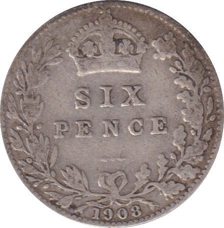 1908 SIXPENCE (FINE) - SIXPENCE - Cambridgeshire Coins