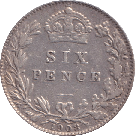 1908 SIXPENCE ( GVF ) - SIXPENCE - Cambridgeshire Coins
