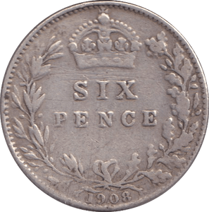 1908 SIXPENCE ( NF ) - SIXPENCE - Cambridgeshire Coins