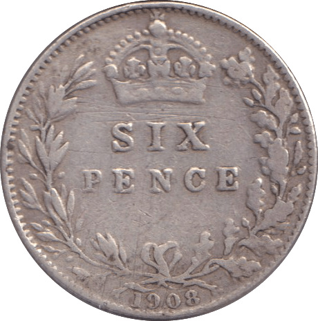 1908 SIXPENCE ( NF ) - SIXPENCE - Cambridgeshire Coins