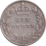 1908 SIXPENCE ( NF ) - SIXPENCE - Cambridgeshire Coins