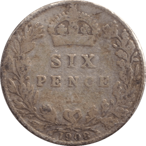 1908 SIXPENCE ( NF ) - SIXPENCE - Cambridgeshire Coins