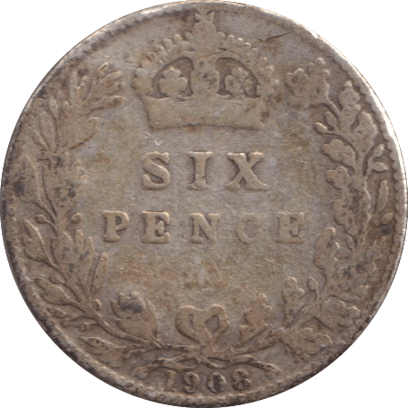1908 SIXPENCE ( NF ) - SIXPENCE - Cambridgeshire Coins