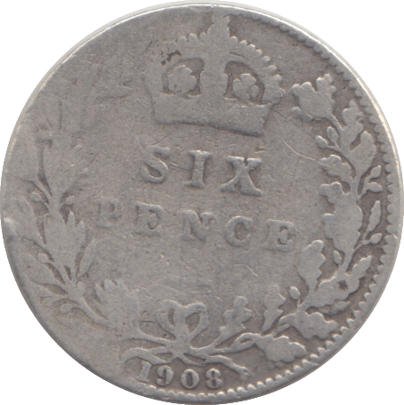 1908 SIXPENCE ( NF ) - SIXPENCE - Cambridgeshire Coins
