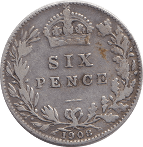 1908 SIXPENCE ( NF ) - SIXPENCE - Cambridgeshire Coins