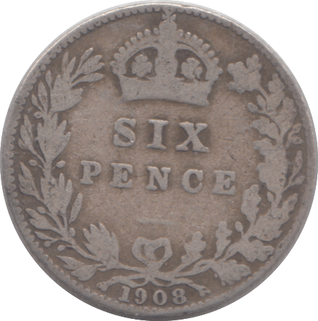1908 SIXPENCE ( NF ) - SIXPENCE - Cambridgeshire Coins
