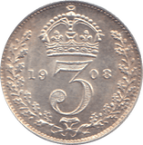 1908 THREEPENCE ( AUNC ) - THREEPENCE - Cambridgeshire Coins