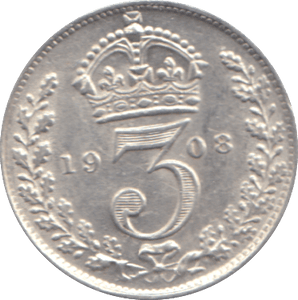 1908 THREEPENCE ( EF ) - THREEPENCE - Cambridgeshire Coins
