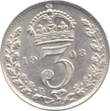 1908 THREEPENCE ( EF ) - THREEPENCE - Cambridgeshire Coins