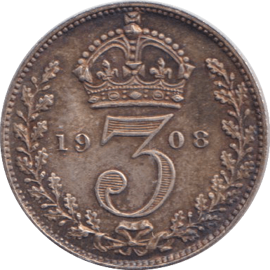 1908 THREEPENCE ( UNC ) - SIXPENCE - Cambridgeshire Coins
