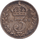 1908 THREEPENCE ( UNC ) - SIXPENCE - Cambridgeshire Coins