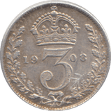 1908 THREEPENCE ( VF ) - THREEPENCE - Cambridgeshire Coins