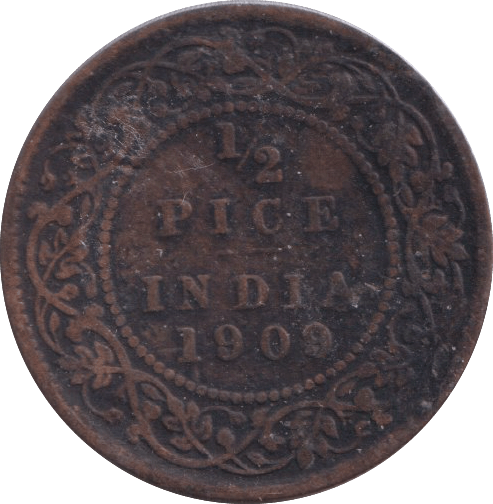 1909 1/2 PICE INDIA - WORLD COINS - Cambridgeshire Coins
