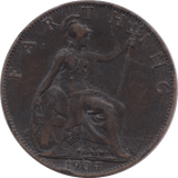 1909 FARTHING ( FINE ) - Farthing - Cambridgeshire Coins
