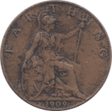 1909 FARTHING ( FINE ) - Farthing - Cambridgeshire Coins